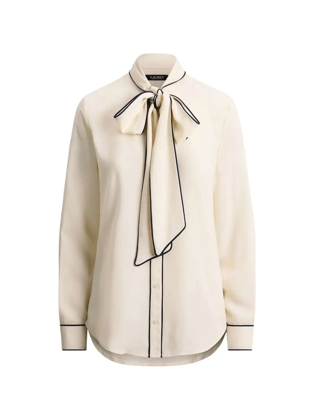 Lauren Ralph Lauren bow-detail contrast-trim blouse - Toni neutri