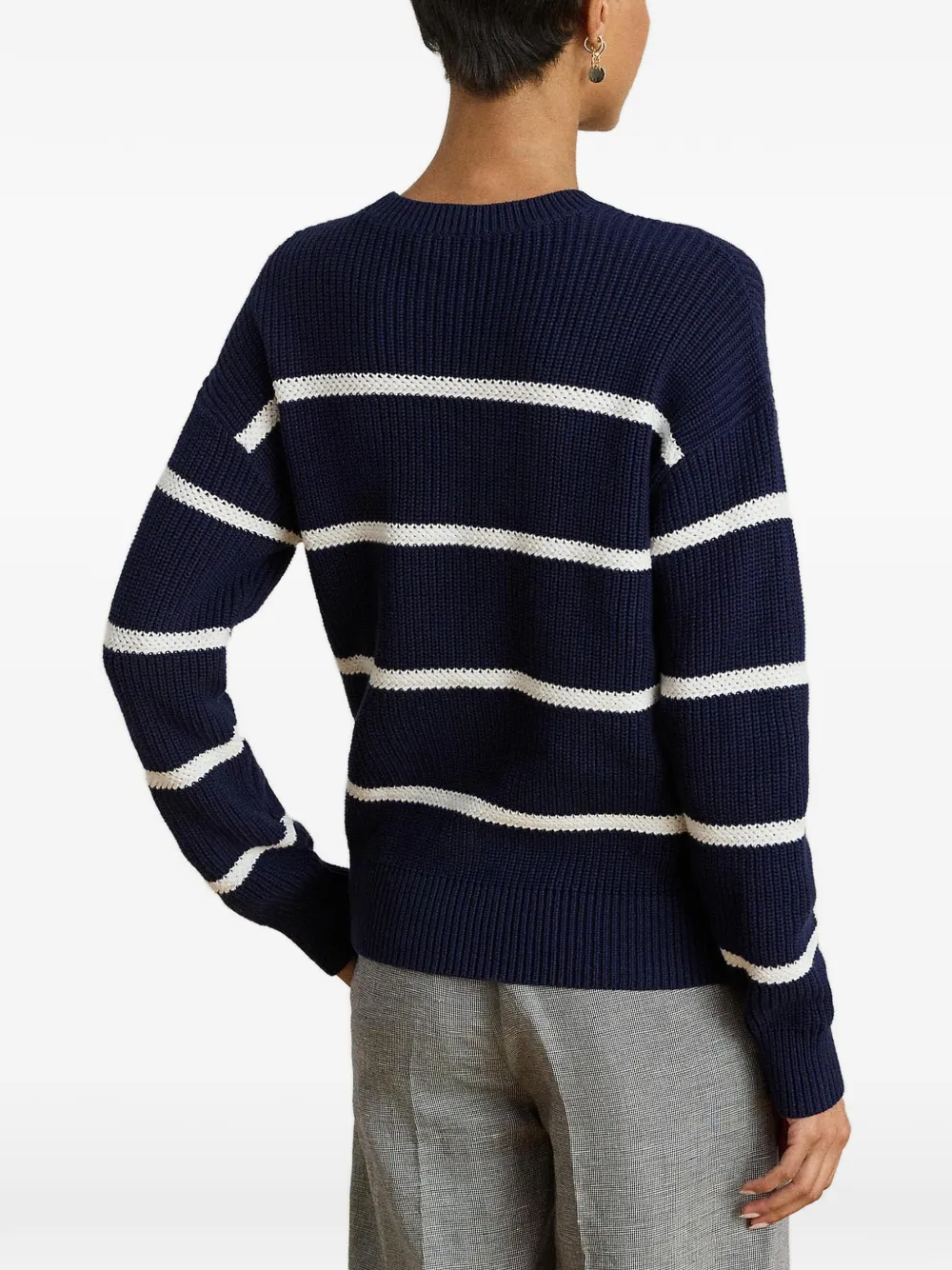 Lauren Ralph Lauren Gestreepte katoenen gebreide trui Blauw
