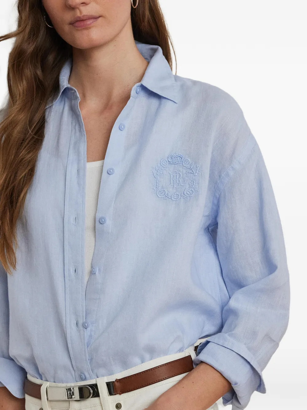 Lauren Ralph Lauren Overhemd met geborduurd logo Blauw