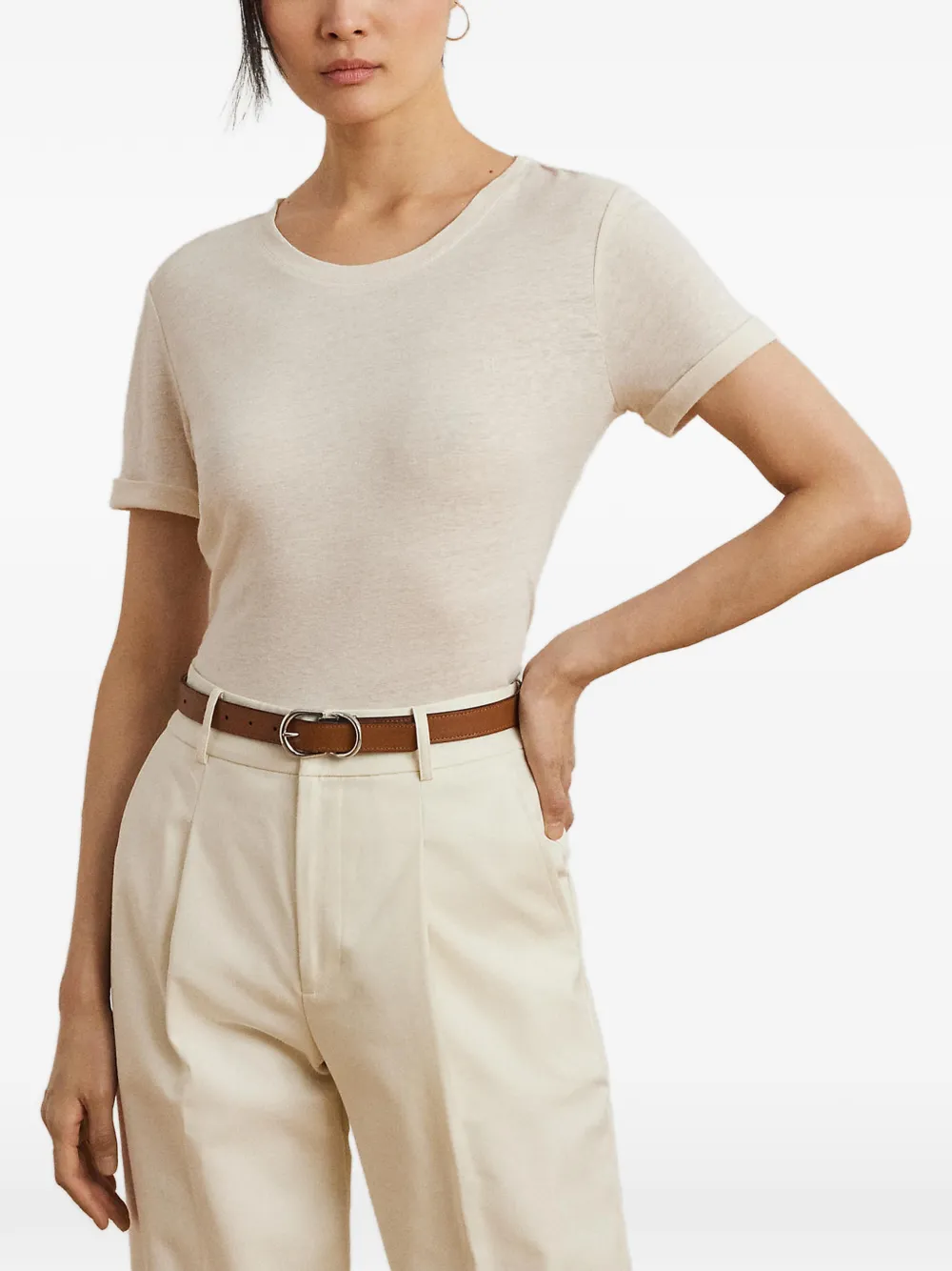 Lauren Ralph Lauren rolled-cuff T-shirt - Toni neutri