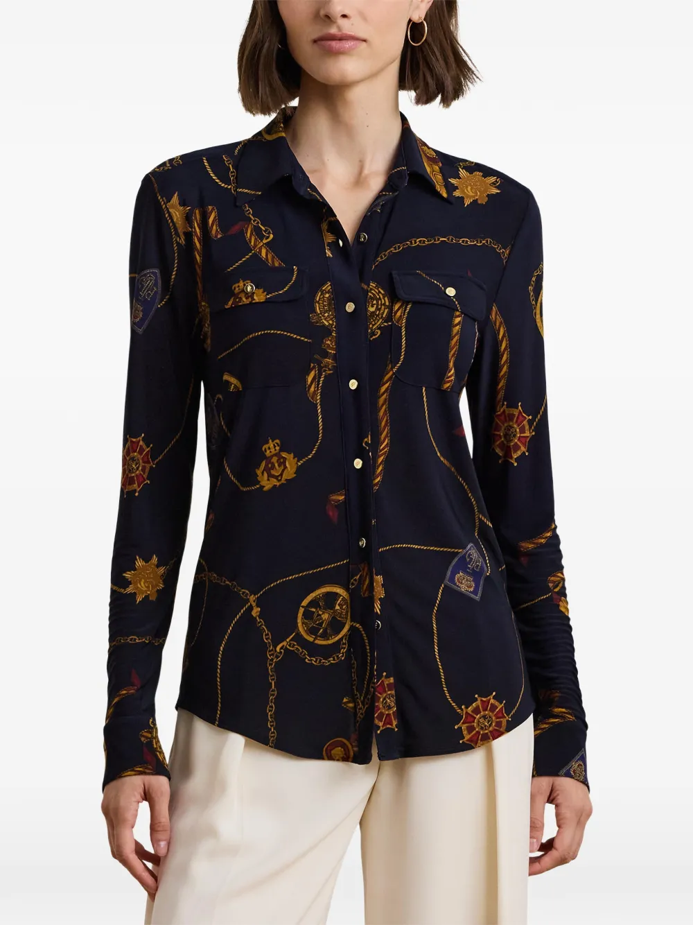 Lauren Ralph Lauren Button-up blouse Blauw