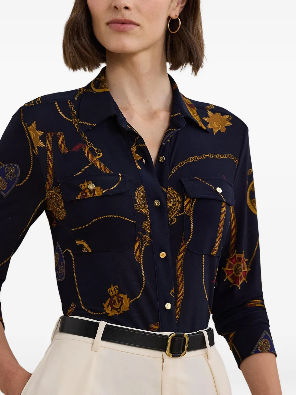 Lauren Ralph Lauren Button-up blouse Blauw