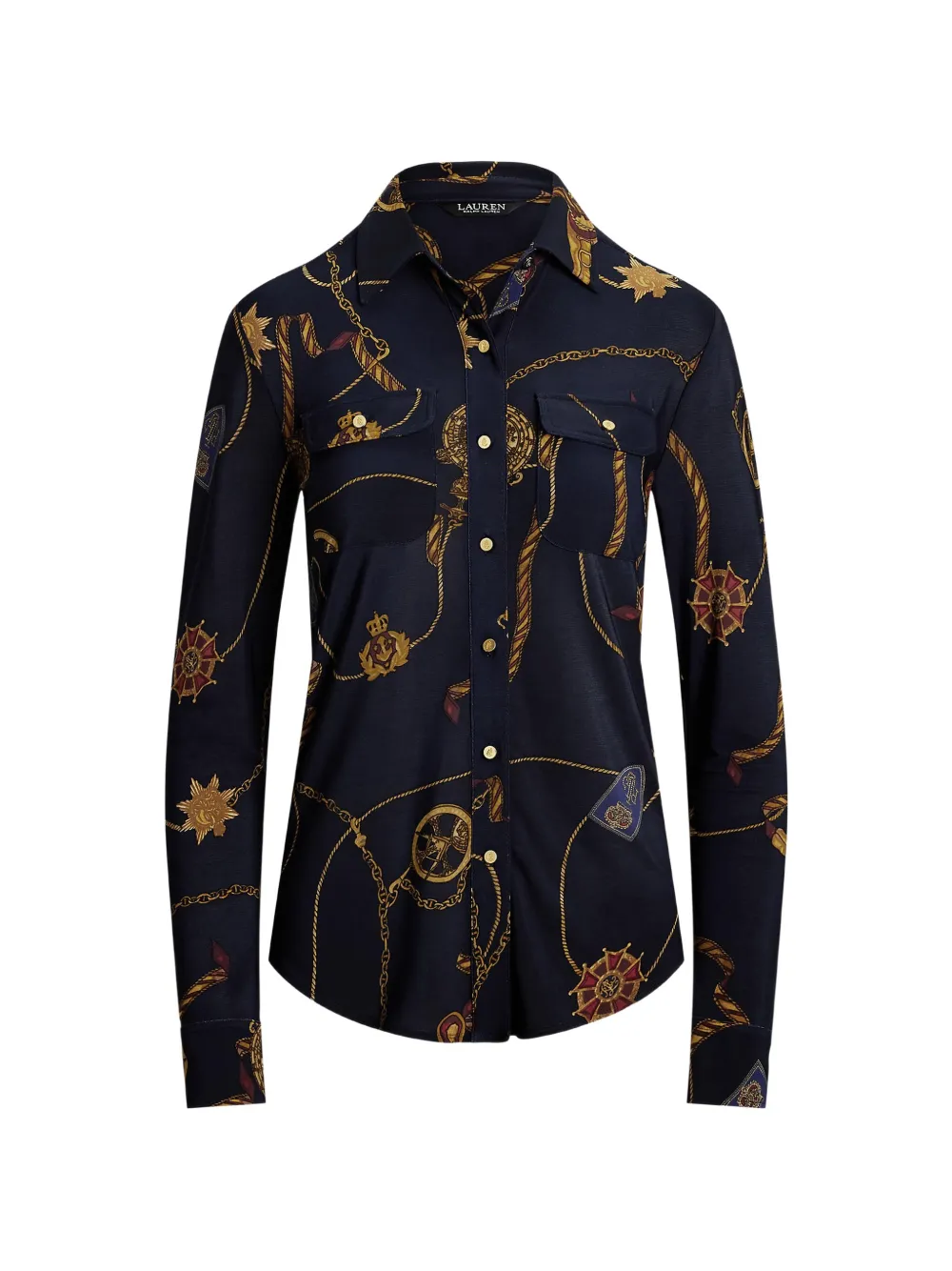 Lauren Ralph Lauren chain-print button-up shirt - Blu