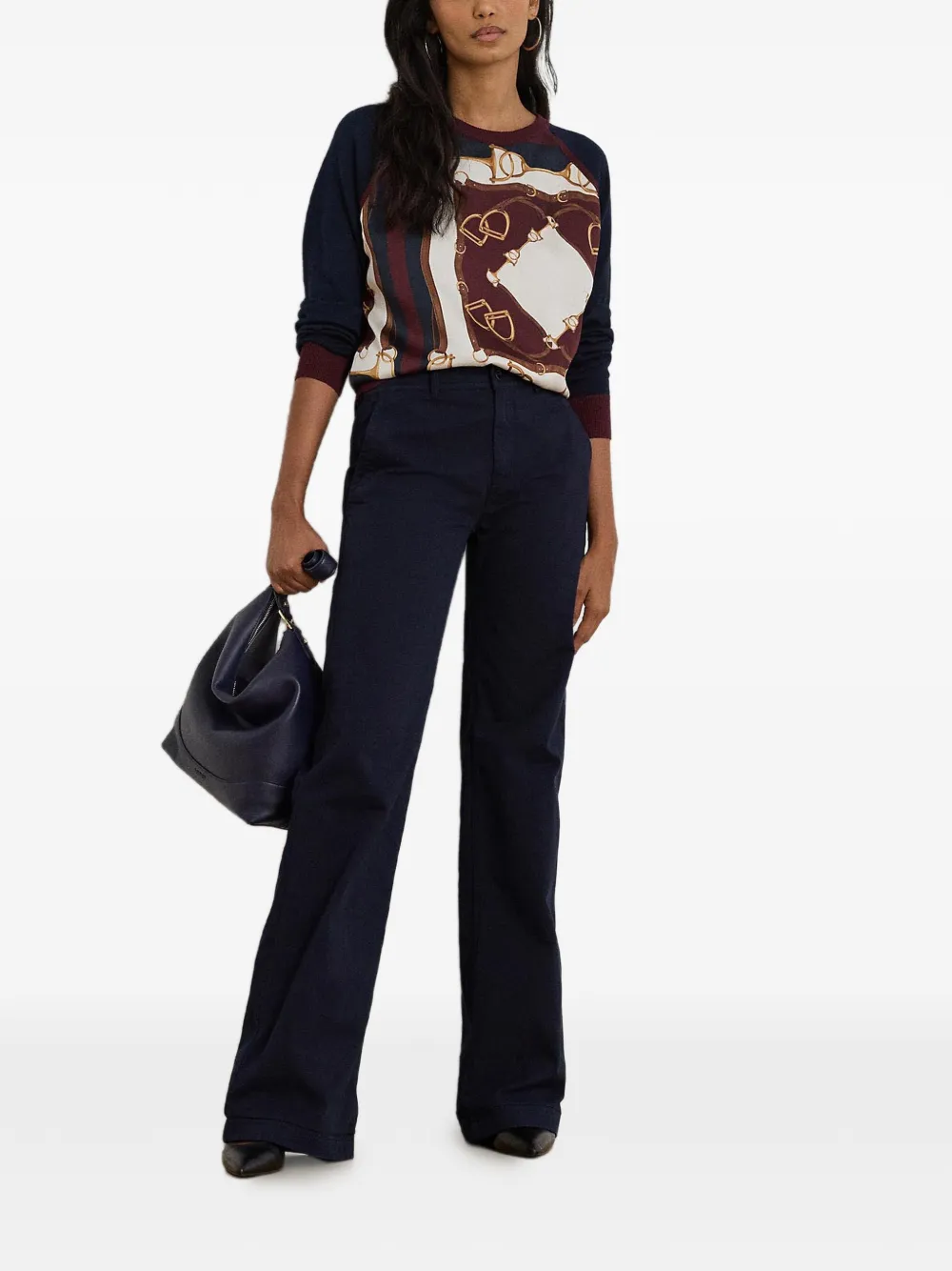 Lauren Ralph Lauren Broek met wijde pijpen Blauw