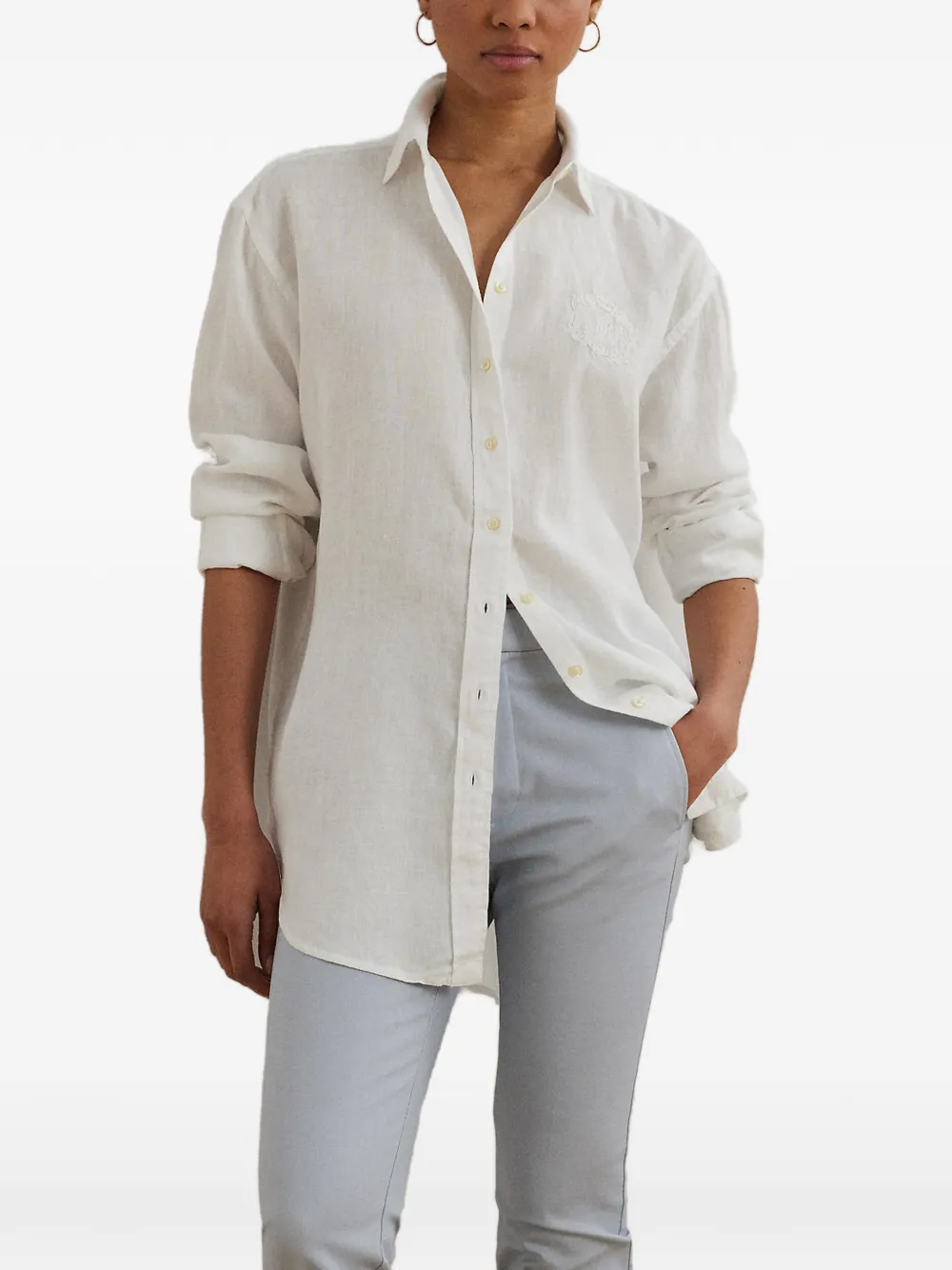 Lauren Ralph Lauren embroidered-logo button-up shirt - White