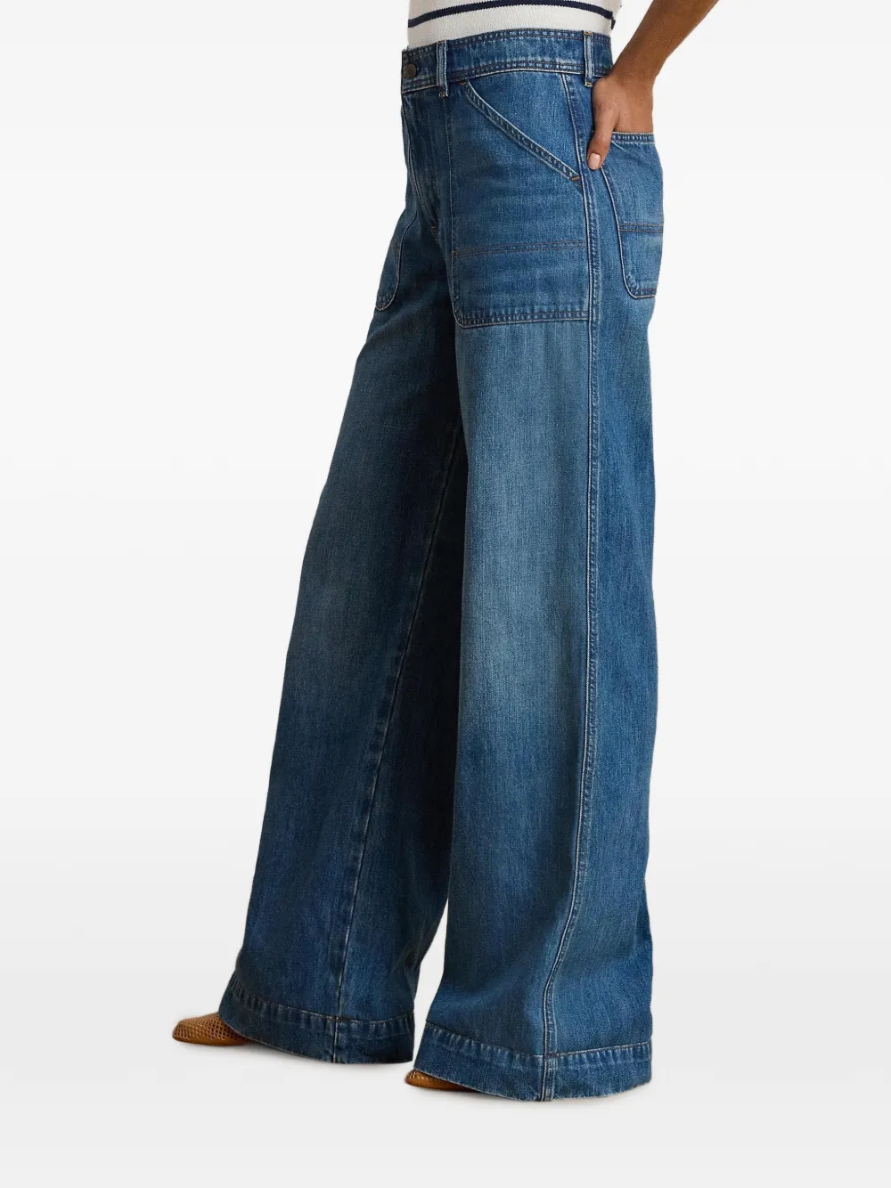 Lauren Ralph Lauren Jeans met wijde pijpen en opgestikte zak Blauw