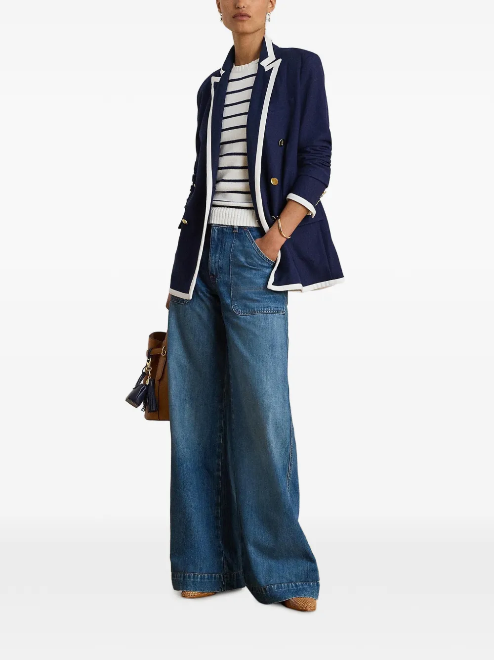 Lauren Ralph Lauren Jeans met wijde pijpen en opgestikte zak Blauw