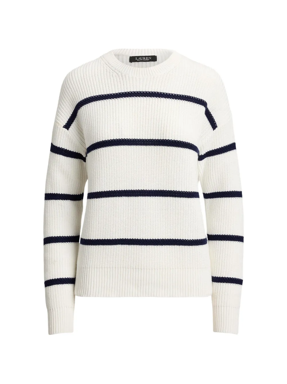 Lauren Ralph Lauren striped ribbed-knit sweater - Bianco