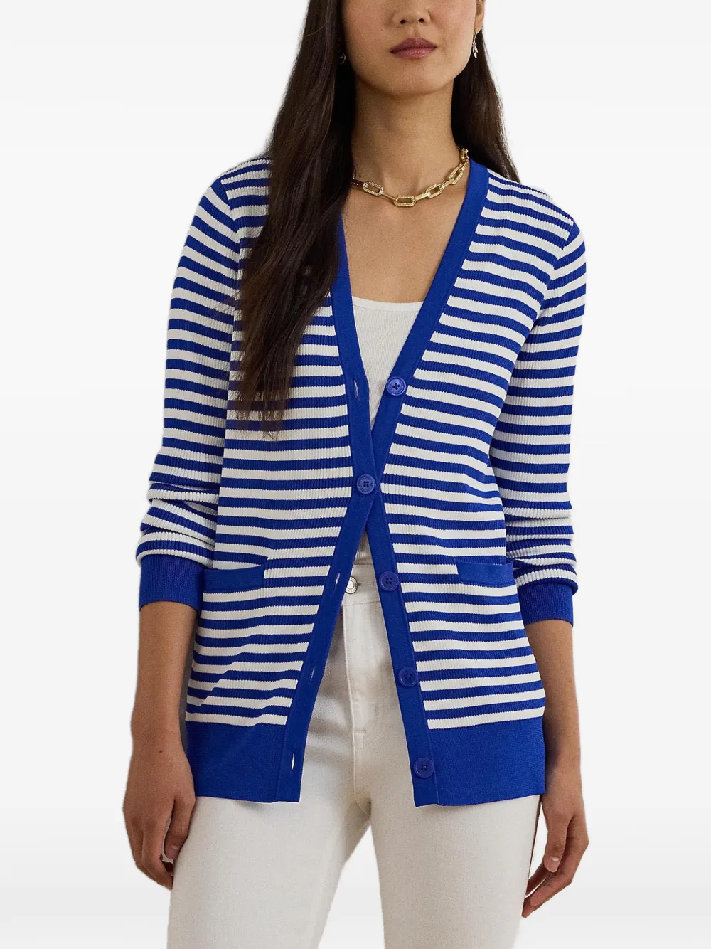 Lauren Ralph Lauren Gestreept ribgebreid vest Blauw