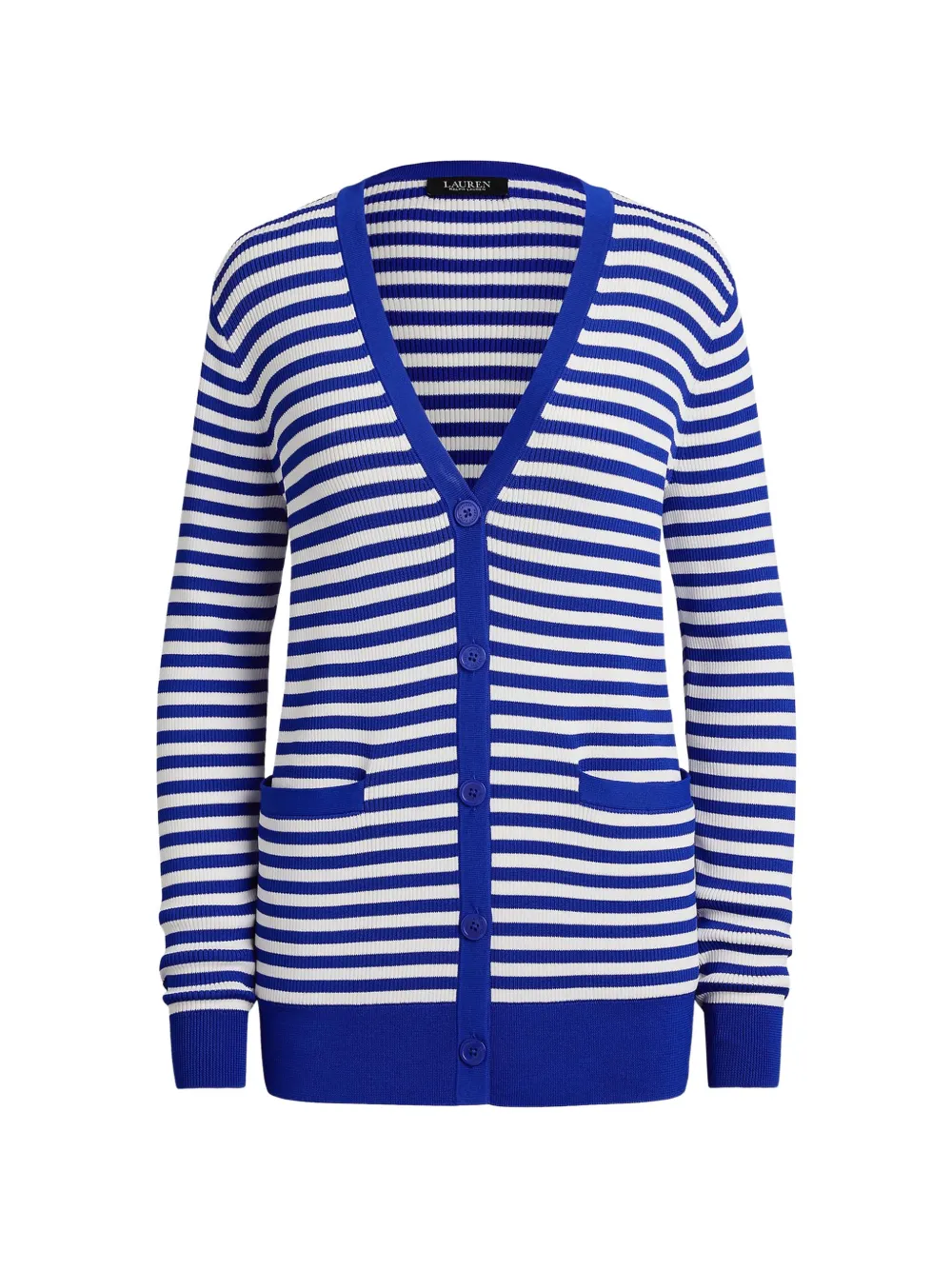 Lauren Ralph Lauren striped ribbed-knit cardigan - Blue