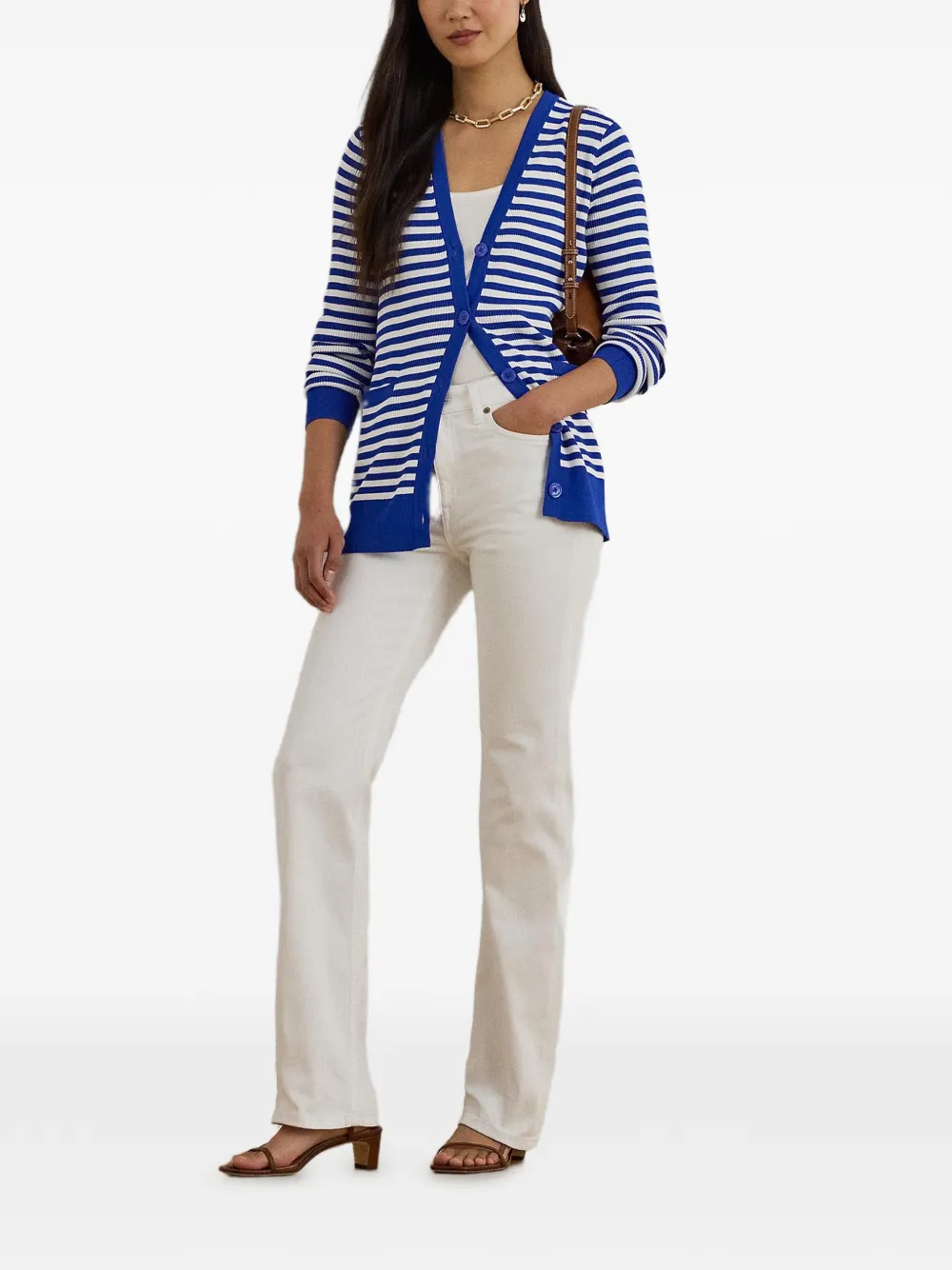 Lauren Ralph Lauren Gestreept ribgebreid vest Blauw