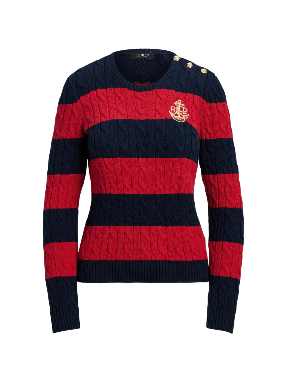 Lauren Ralph Lauren cable-knit striped sweater - Blu