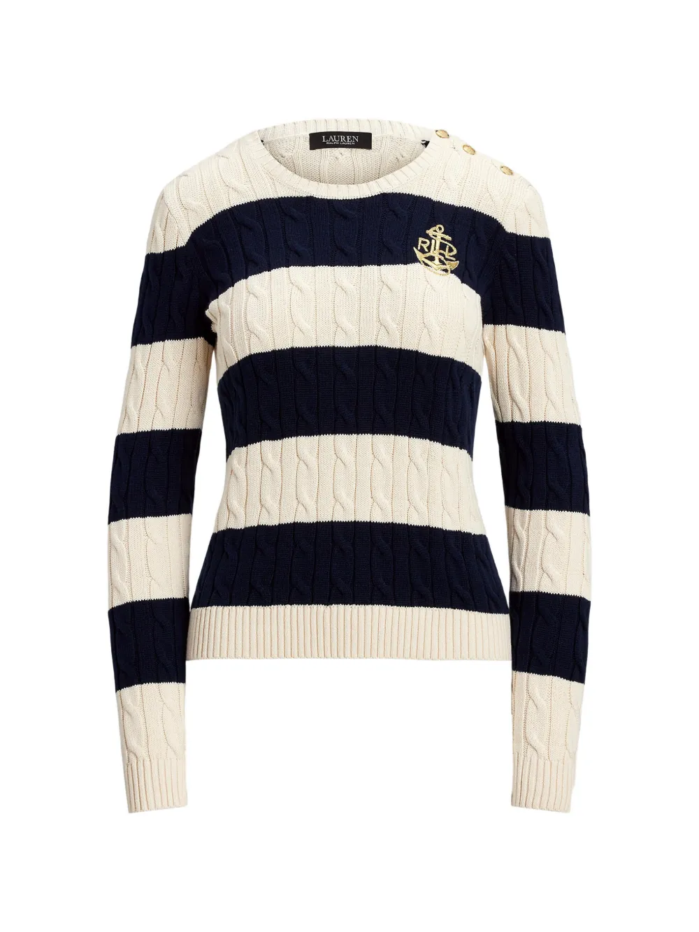 Lauren Ralph Lauren cable-knit striped sweater - Blu