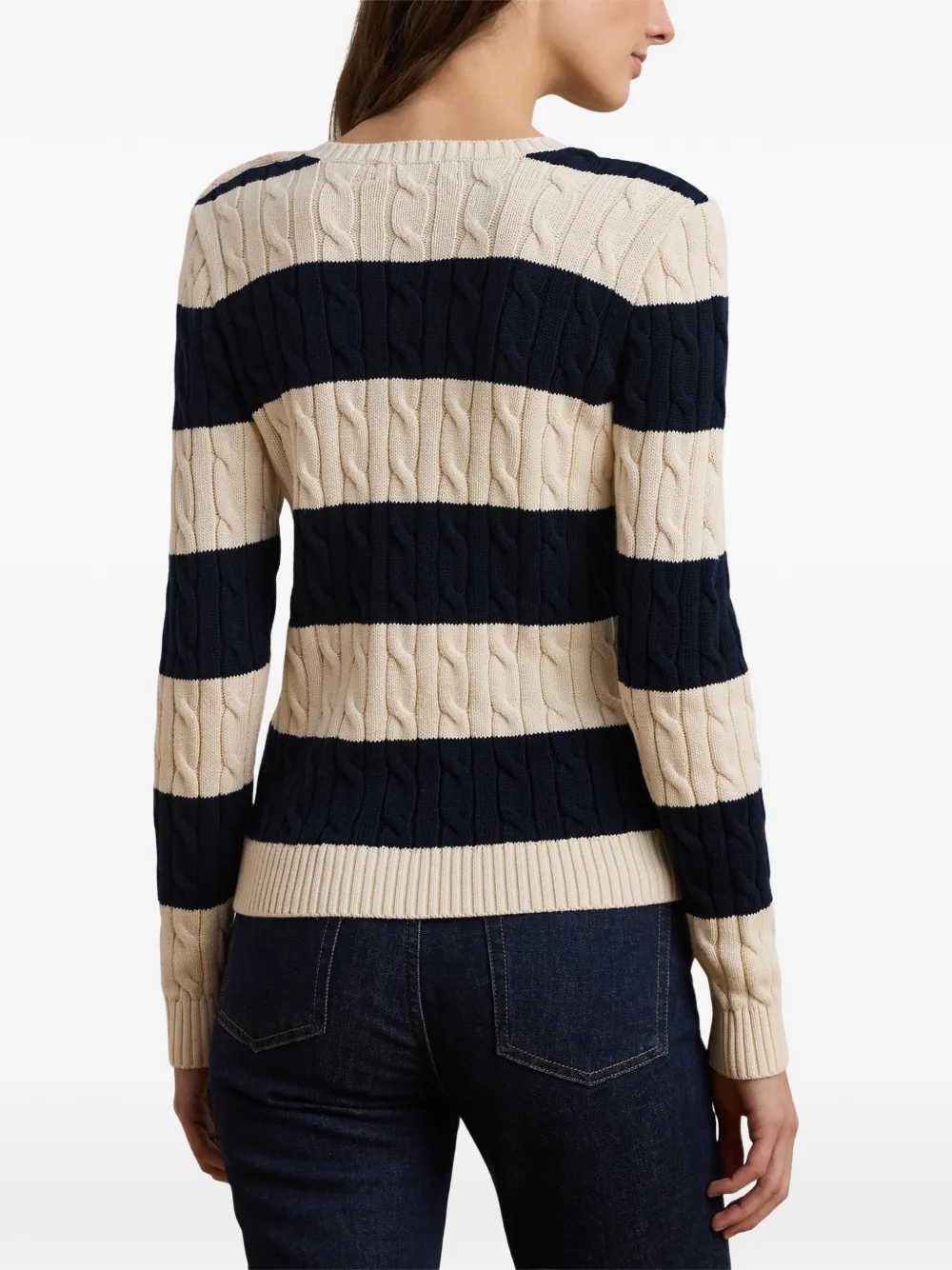 Lauren Ralph Lauren Gestreepte kabelgebreide trui Blauw