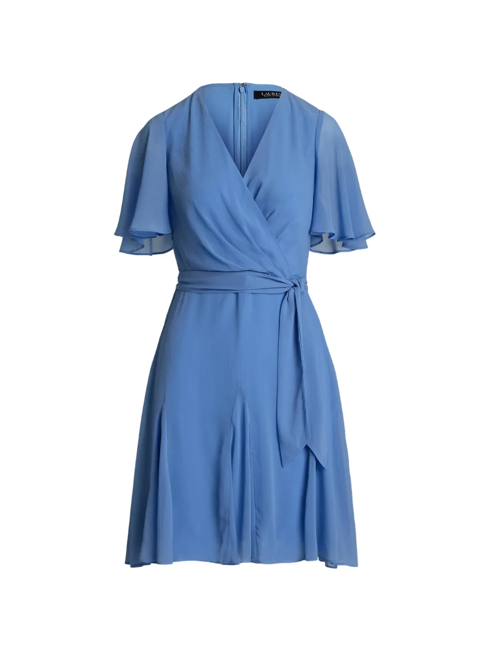 Lauren Ralph Lauren wrap-style flutter-sleeve mini dress - Blu