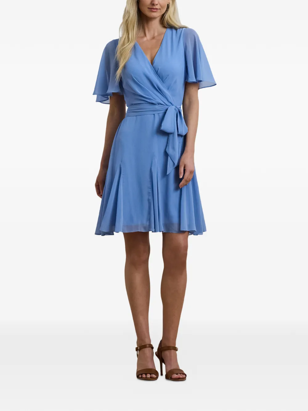 Lauren Ralph Lauren Mini-wikkeljurk met fladdermouwen Blauw
