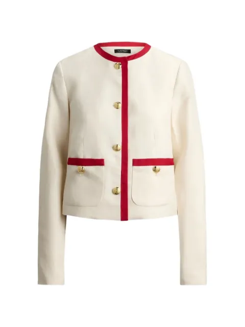 Lauren Ralph Lauren contrast-trim collarless blazer