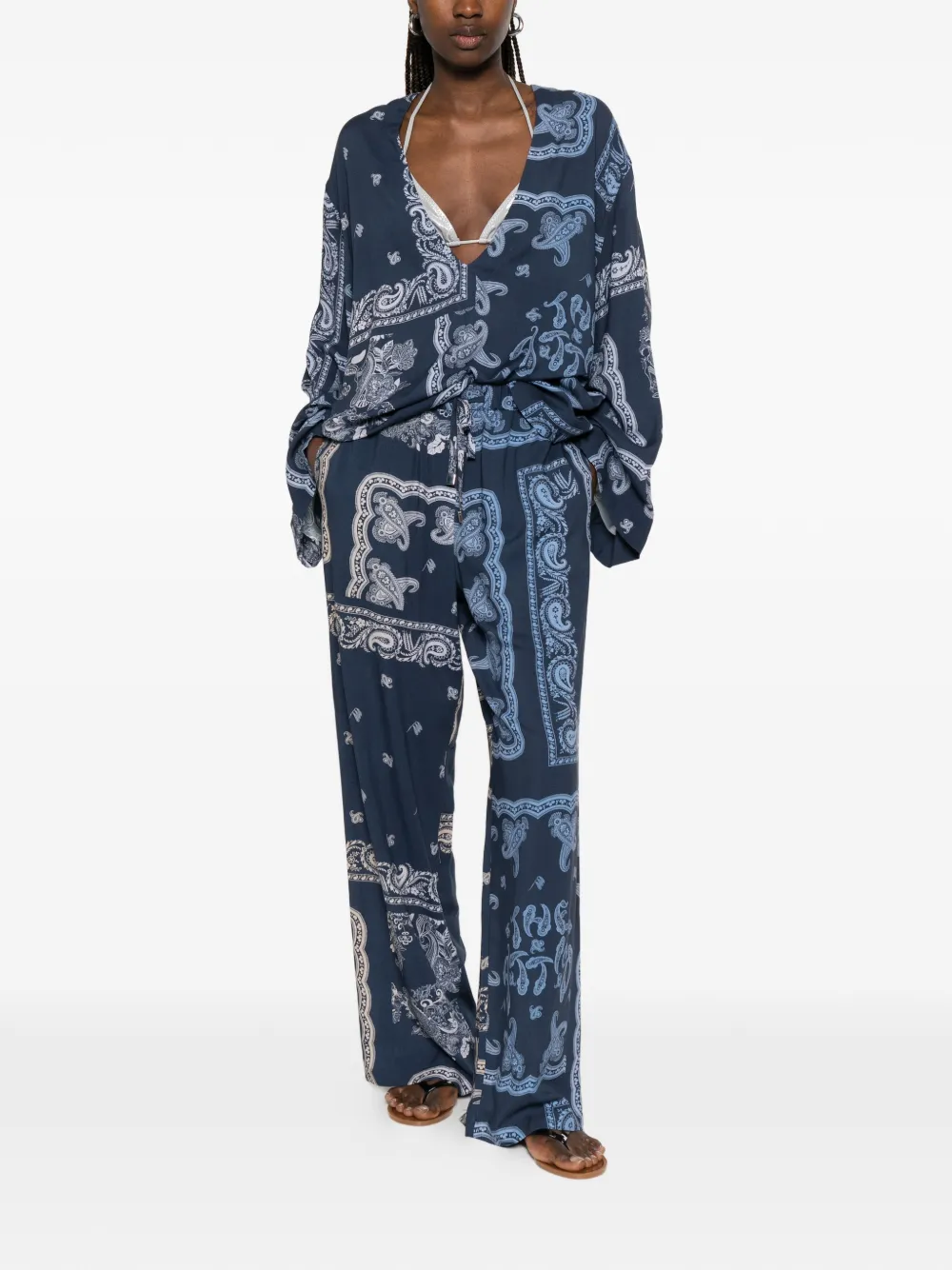 The Attico Broek met trekkoord Blauw