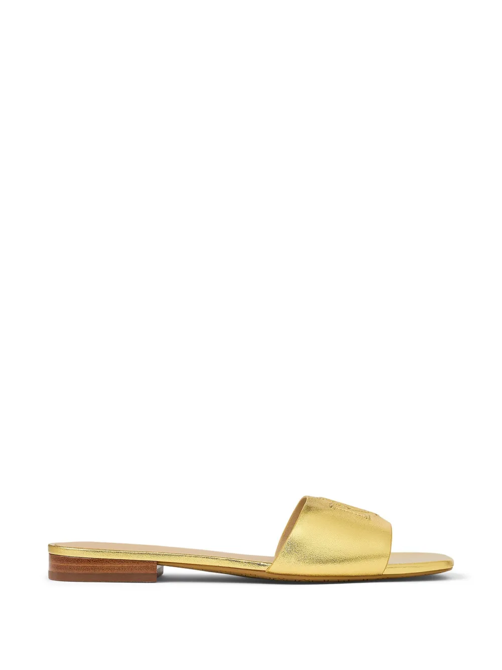 Lauren Ralph Lauren logo-embroidered leather flat mules Goud