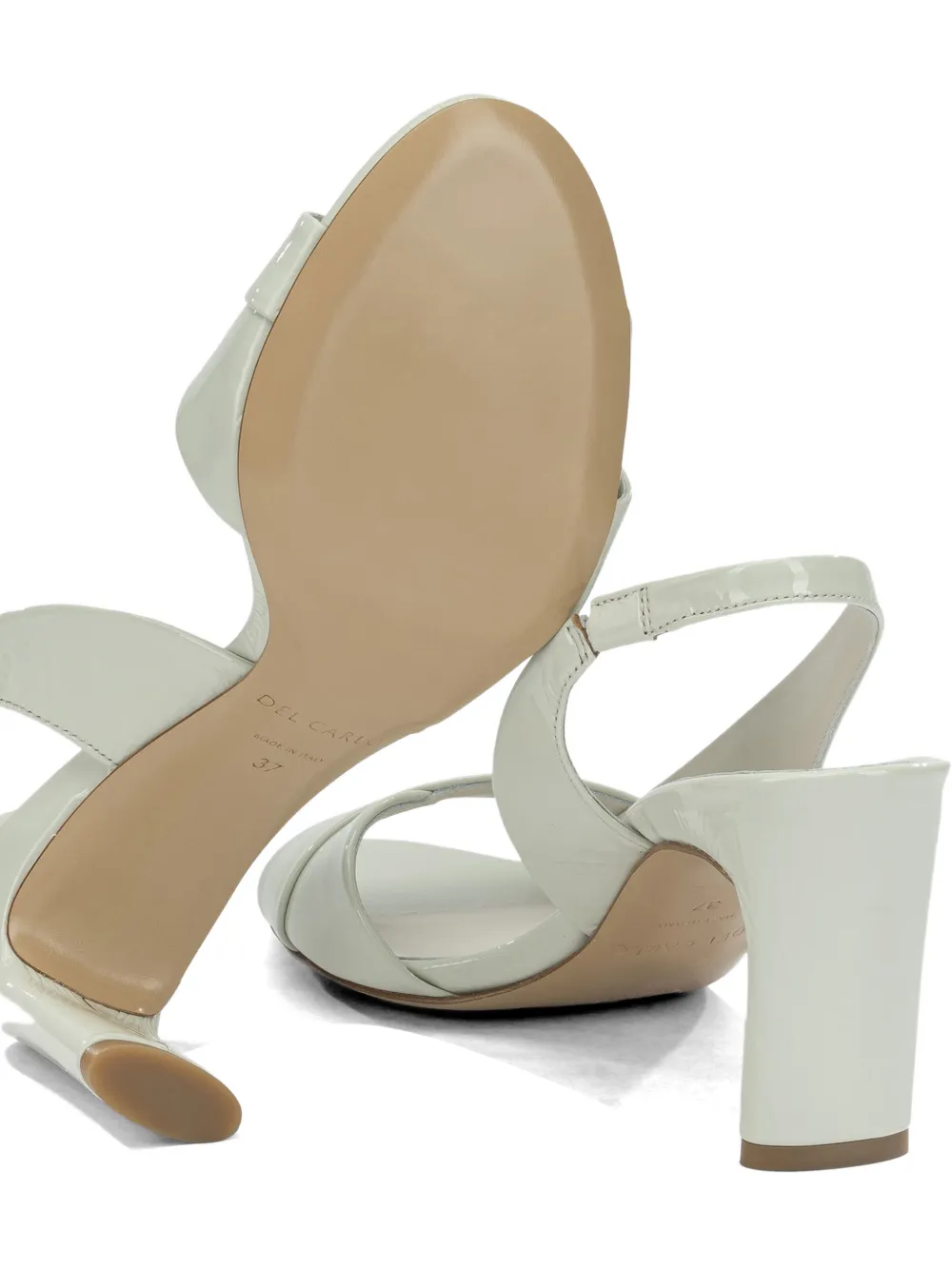 Del Carlo patent-leather slingback sandals Groen