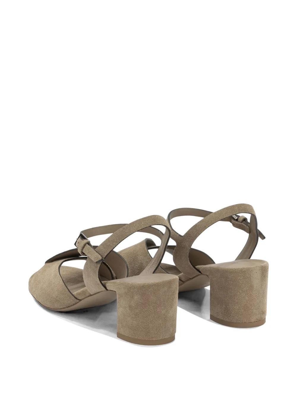 Del Carlo Julia crossover-strap block-heel sandals Beige