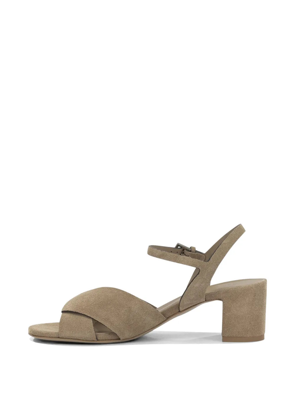Del Carlo Julia crossover-strap block-heel sandals Beige
