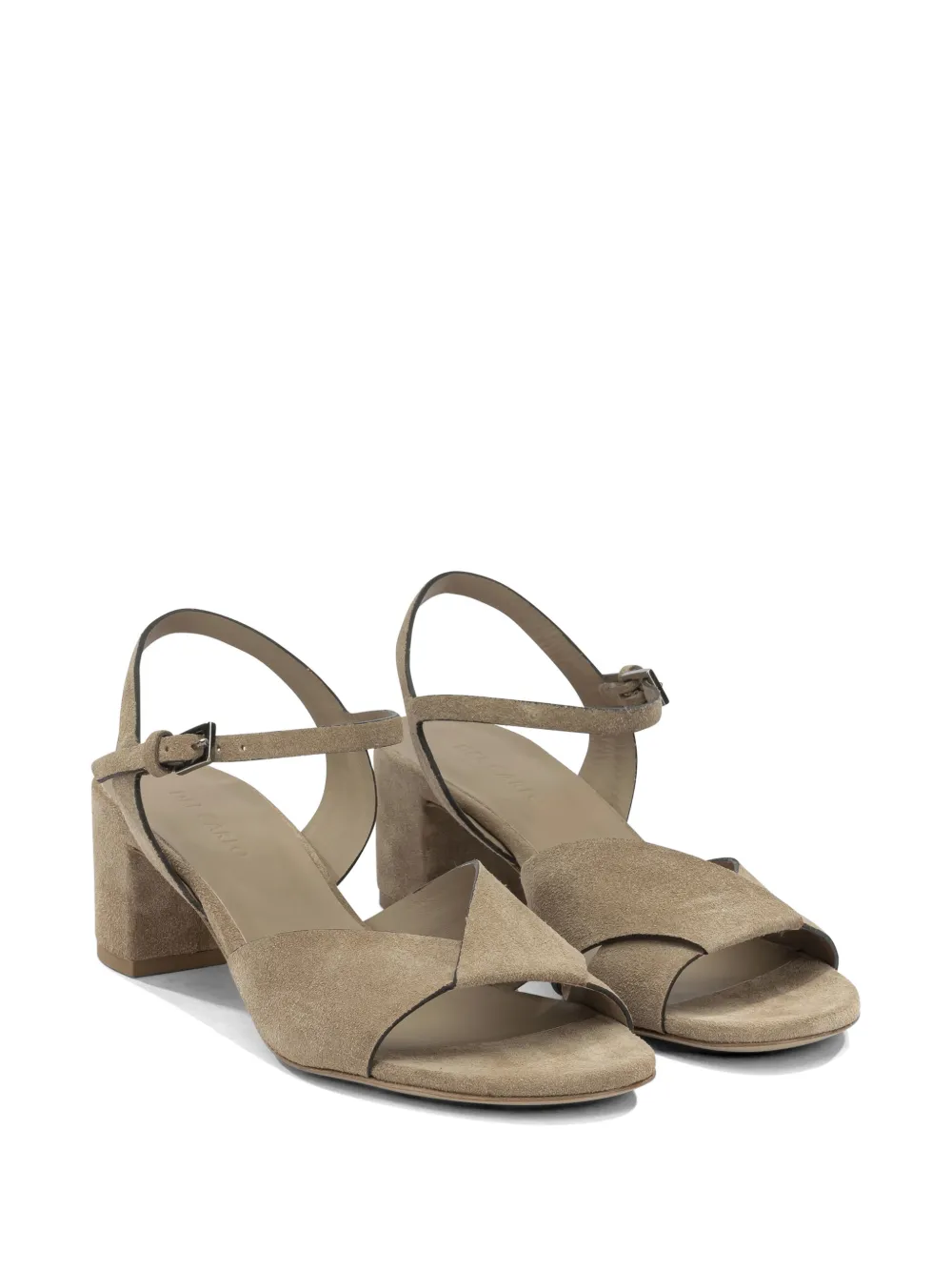 Del Carlo Julia crossover-strap block-heel sandals Beige