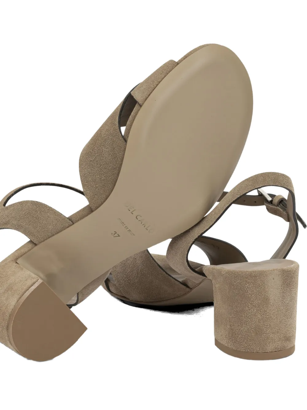 Del Carlo Julia crossover-strap block-heel sandals Beige