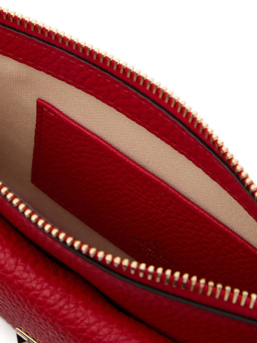 Valentino Garavani Rockstud buidel van korrelig kalfsleer met ketting Rood