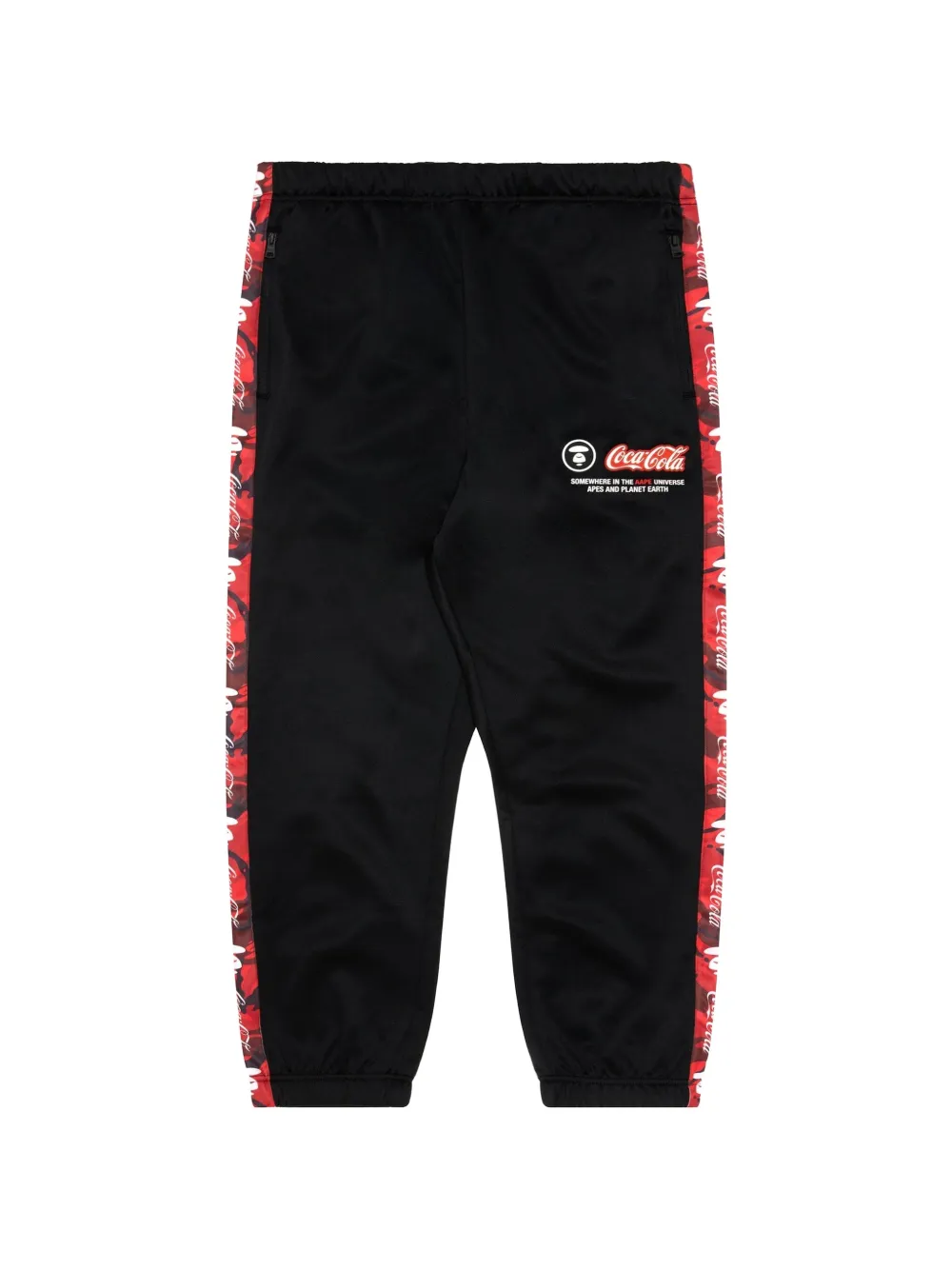 AAPE BY *A BATHING APE® x Coca-Cola Moonface-patch camouflage-tape track pants