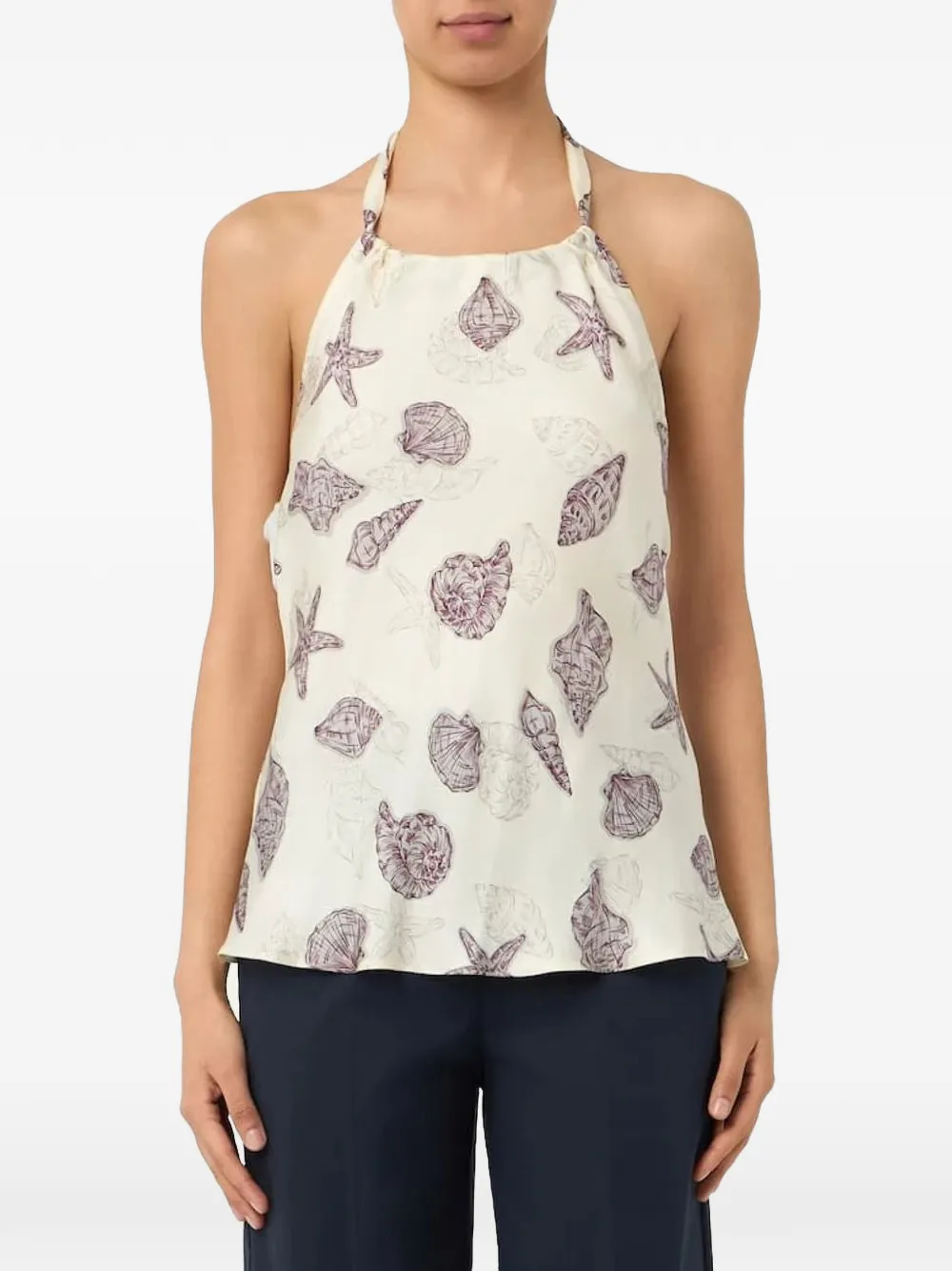 Marella Haltertop met schelpenprint Beige