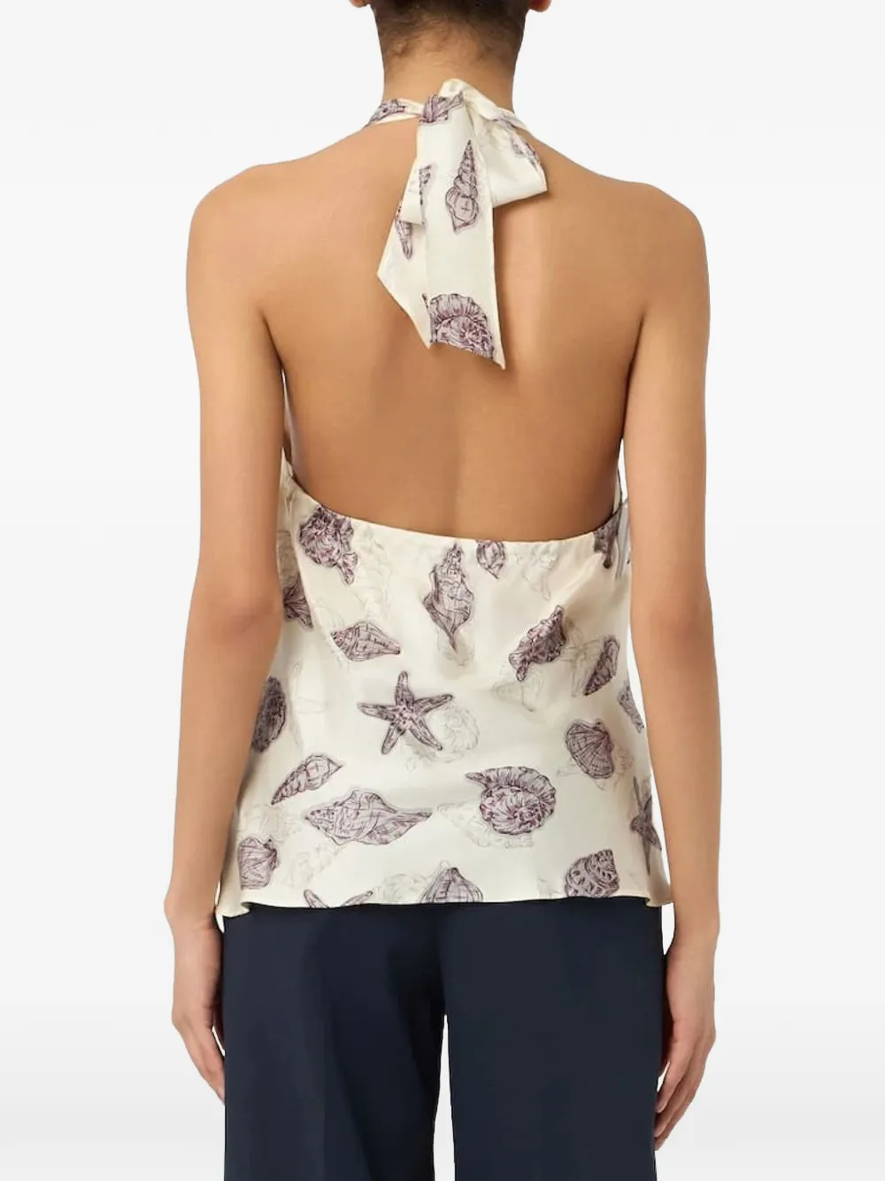 Marella Haltertop met schelpenprint Beige