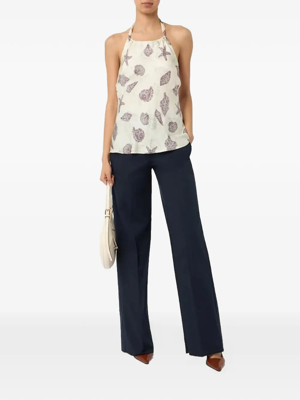 Marella Haltertop met schelpenprint Beige
