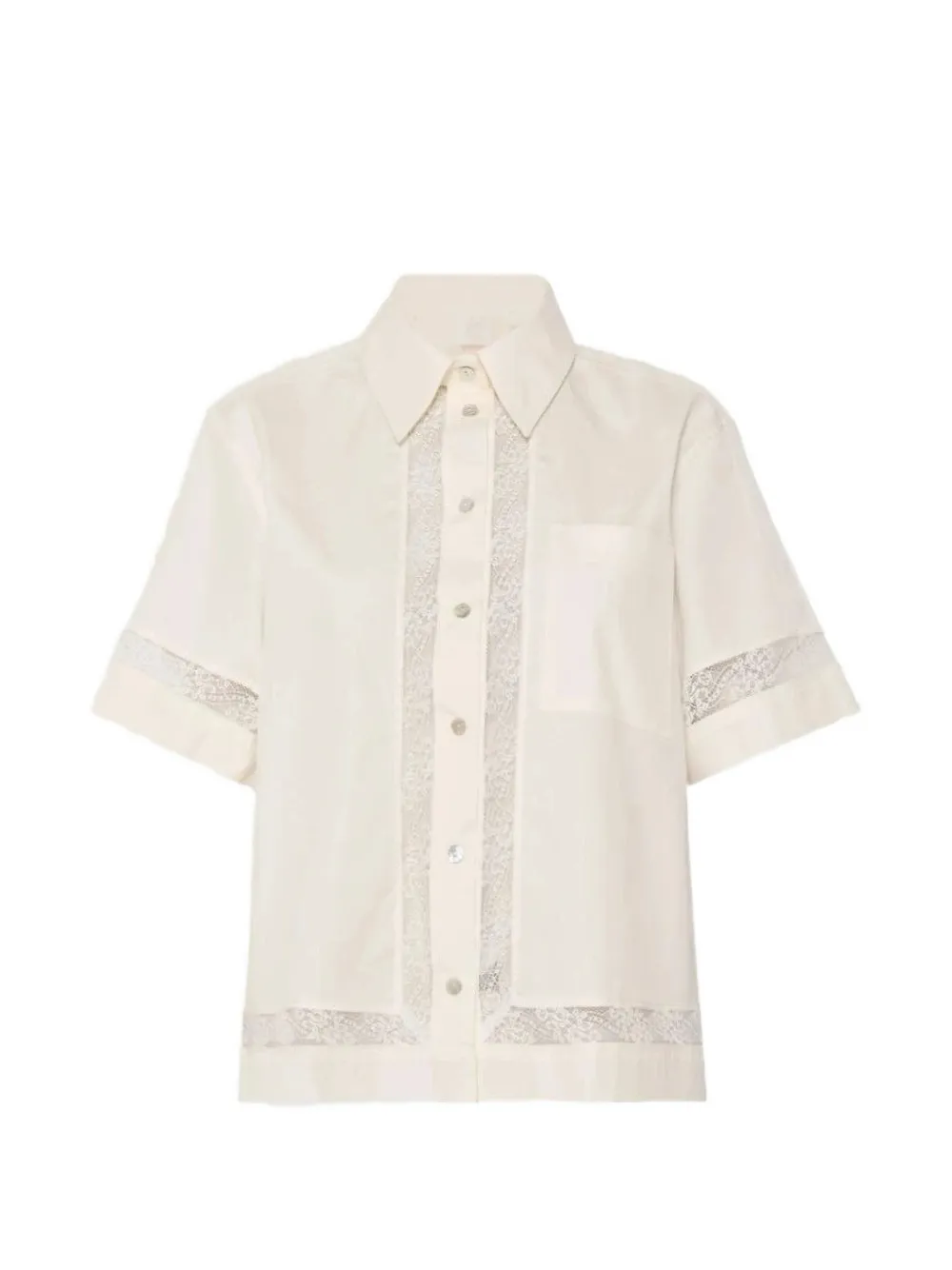 Marella lace-trim poplin shirt - Toni neutri