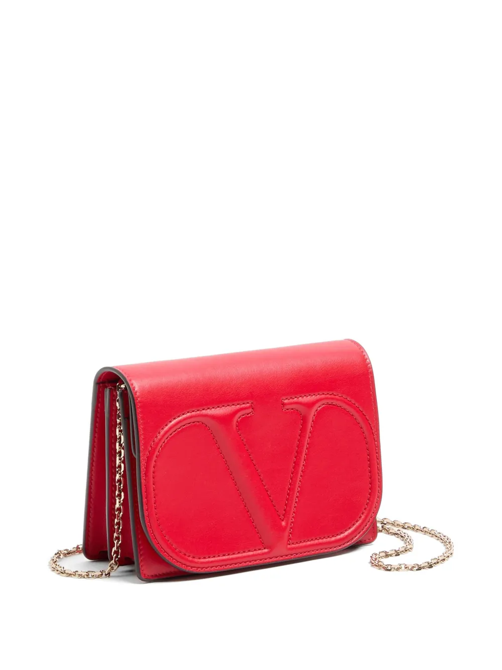 Valentino Garavani VLogo Walk kalfsleren buidel met ketting Rood