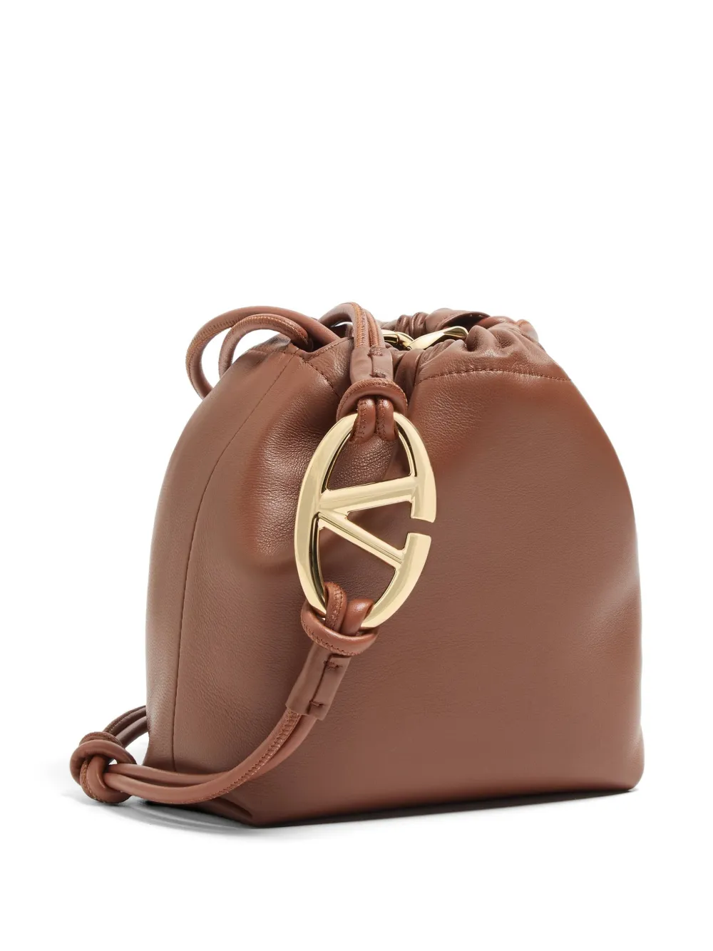 Valentino Garavani VLogo Pouf mini-buidel van nappa leer Bruin