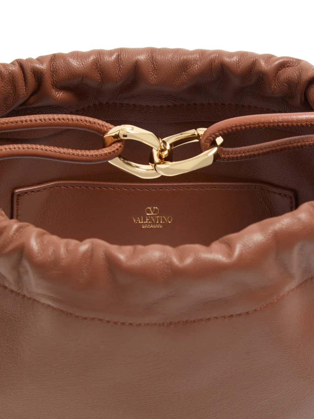 Valentino Garavani VLogo Pouf mini-buidel van nappa leer Bruin