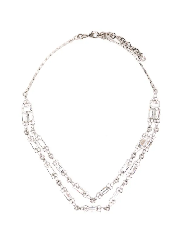 Alessandra Rich Crystal-embellished Layered Necklace in Silver