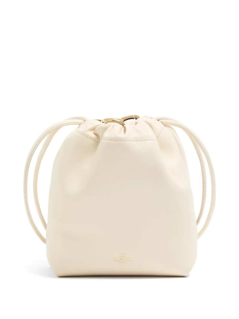 Valentino Garavani VLogo Pouf mini-buidel van nappa leer Beige