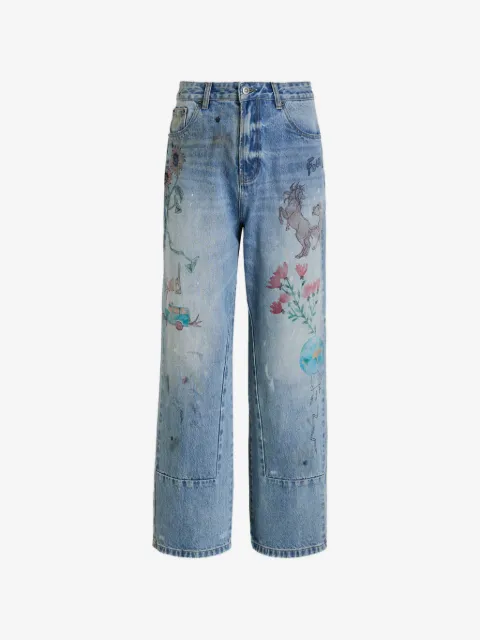 FOUND graphic-print panelled jeans
