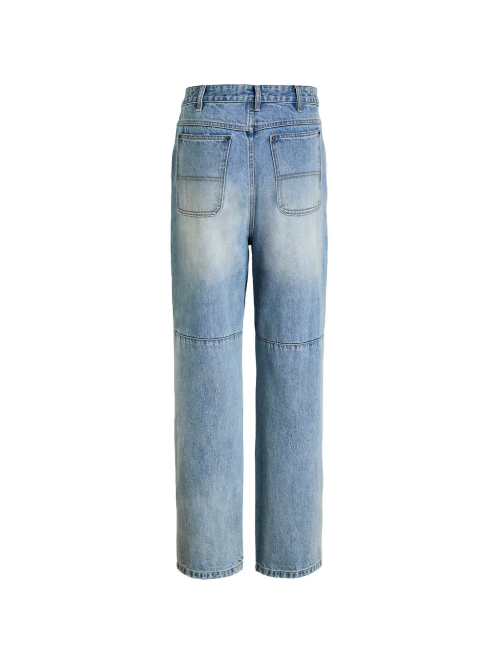 FOUND Jeans met vlakken en grafische print Blauw
