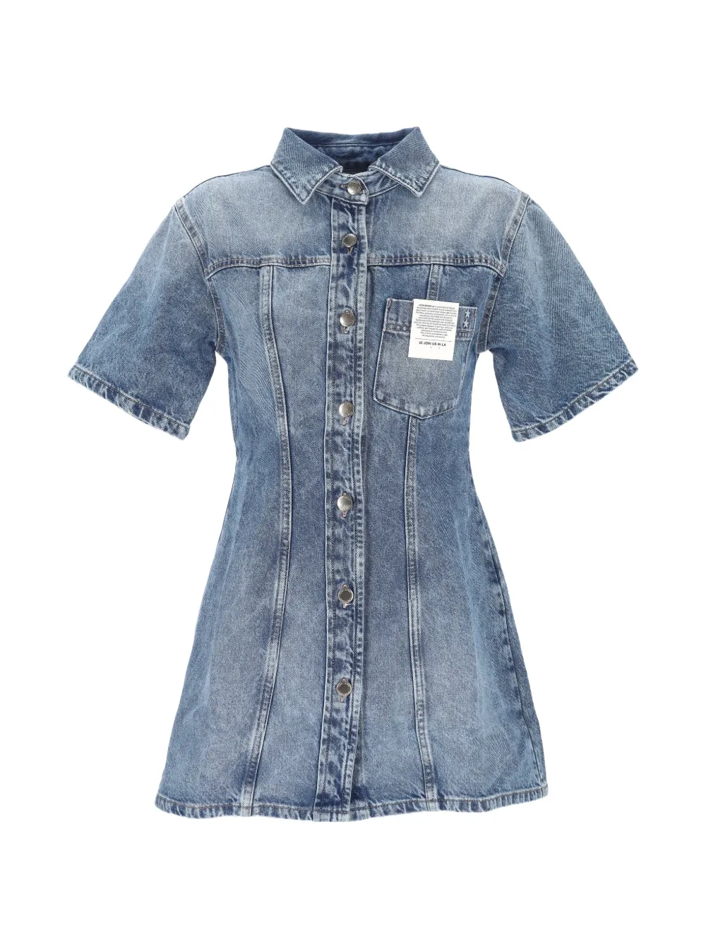 ICON DENIM Bambi button-up short-sleeve dress - Blu