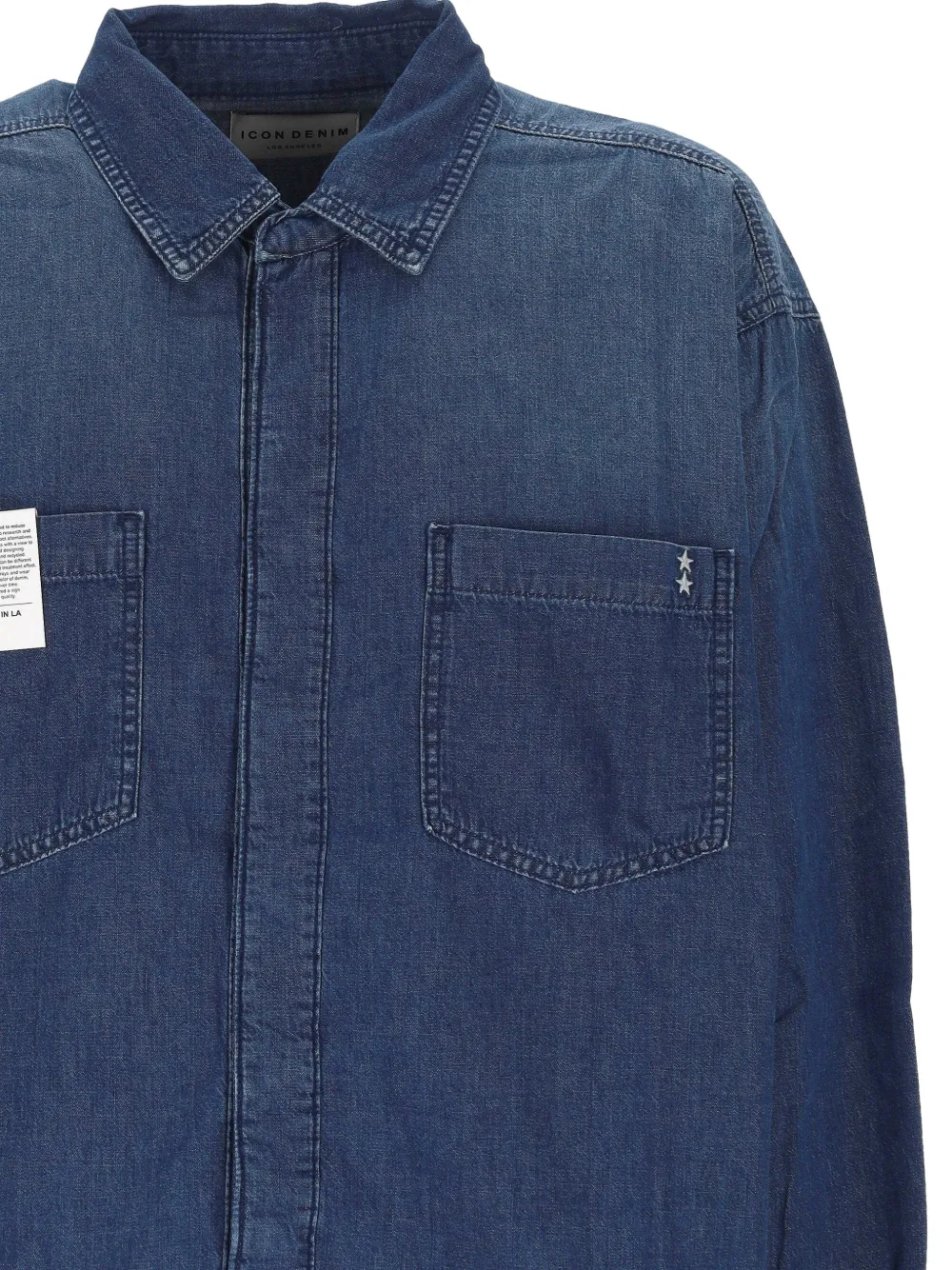 ICON DENIM Seth denim overhemd met opgestikte zak Blauw
