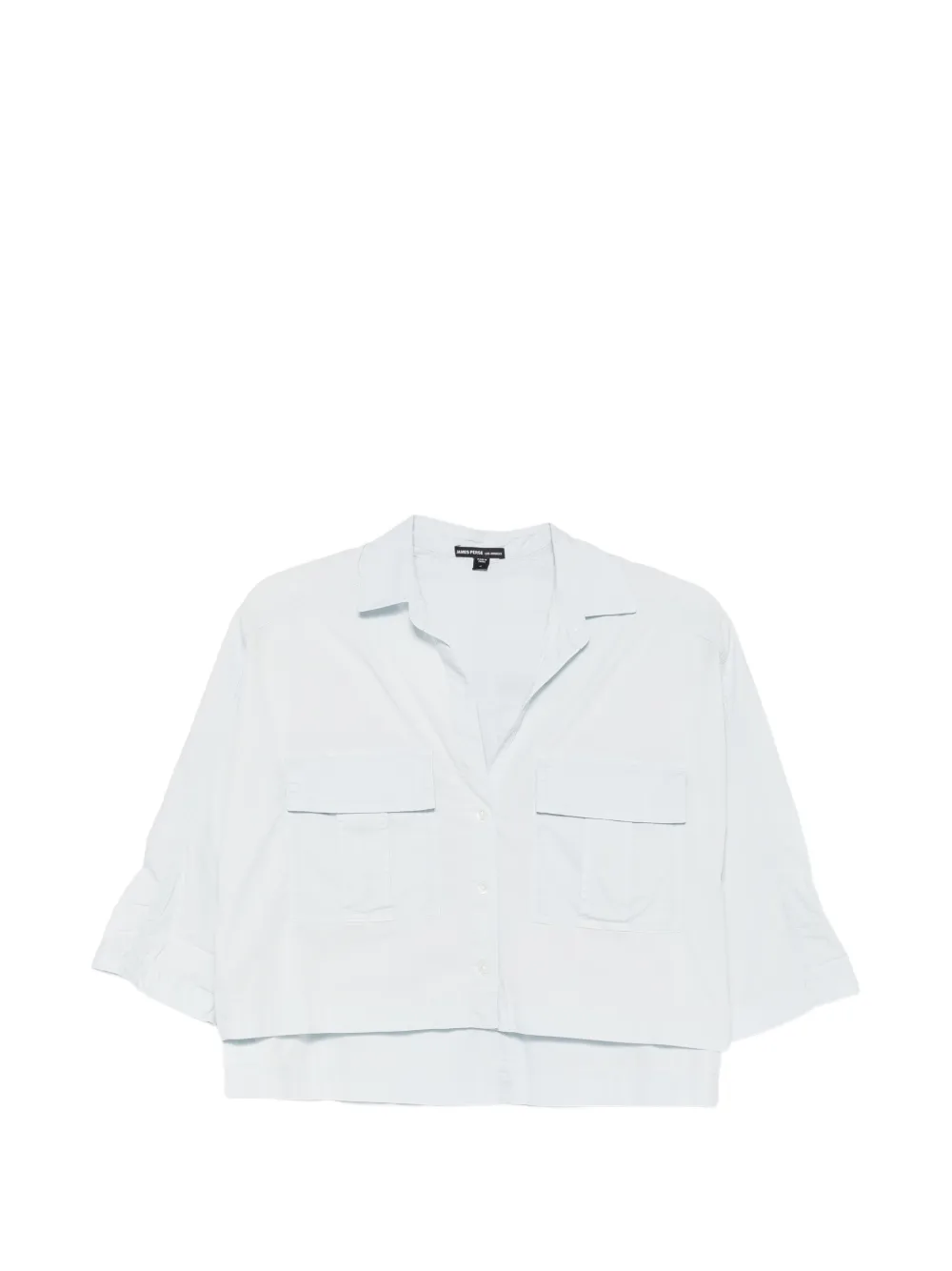 James Perse patch-pocket cropped shirt - Blu