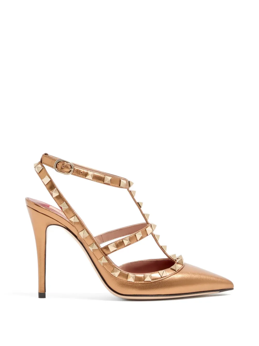 Valentino Garavani Rockstud pump in laminated nappa leather 100mm - Gold