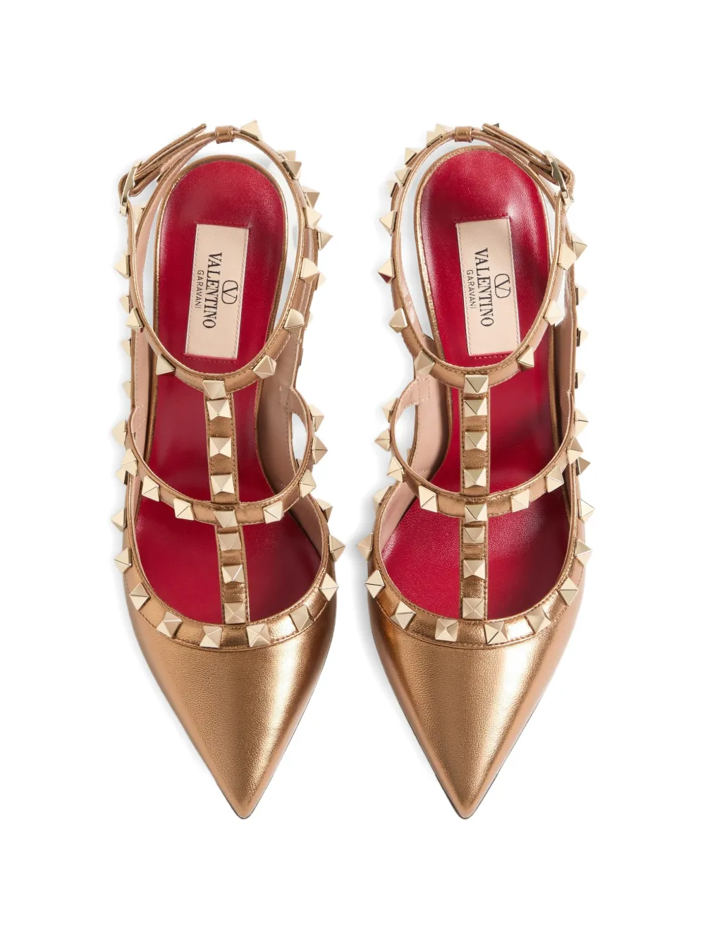 Valentino Garavani Rockstud pumps in laminated nappa leather 100mm Goud