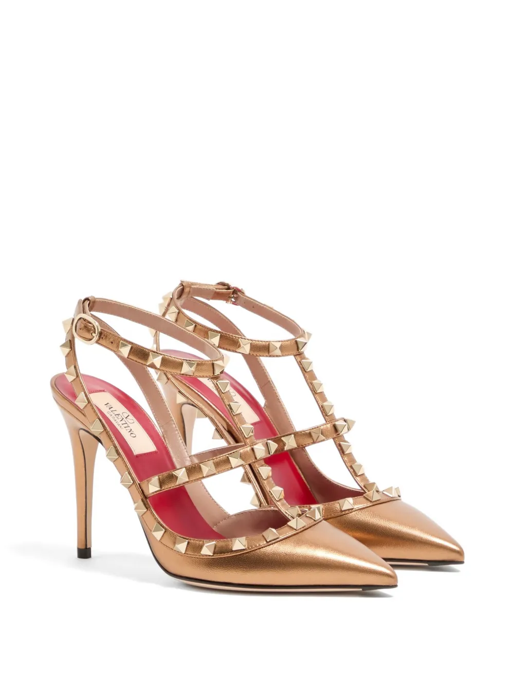Valentino Garavani Rockstud pumps in laminated nappa leather 100mm Goud