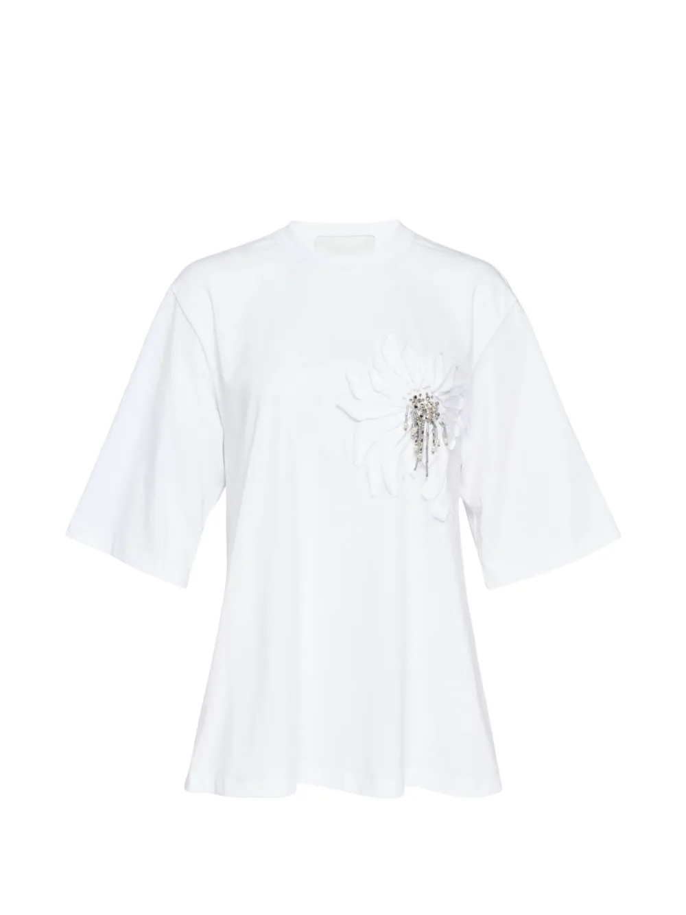 3.1 Phillip Lim Trapeze floral-applique T-shirt - Bianco