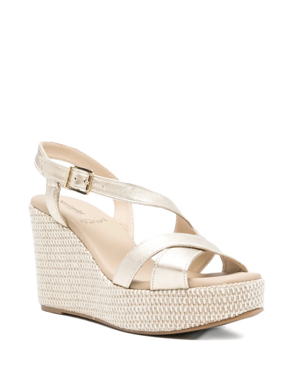 NERO GIARDINI metallic-finish wedge-heel sandals Goud