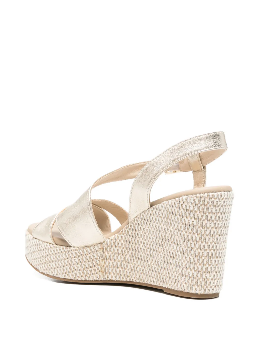 NERO GIARDINI metallic-finish wedge-heel sandals Goud